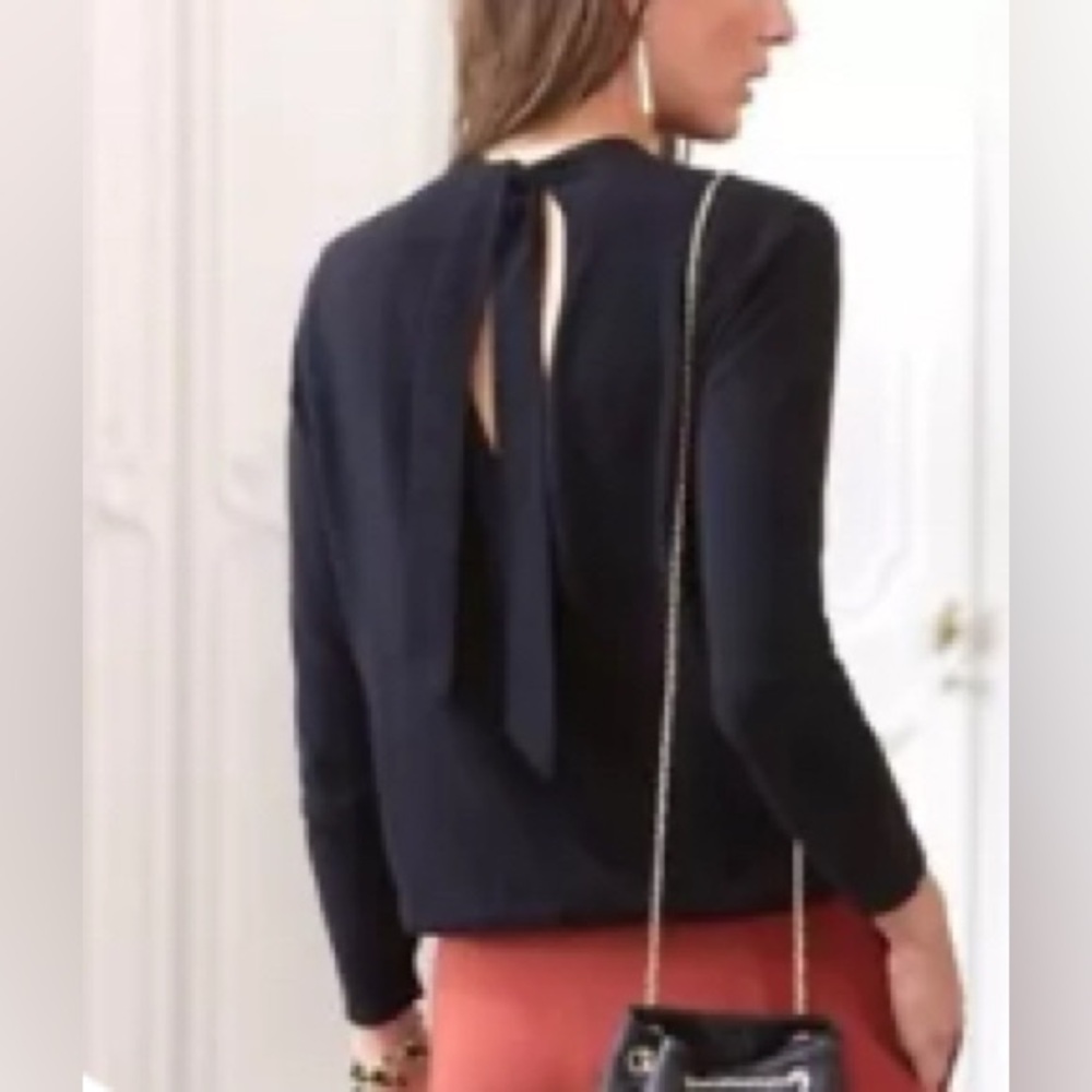 Sezane Black Crew Neck Sweater